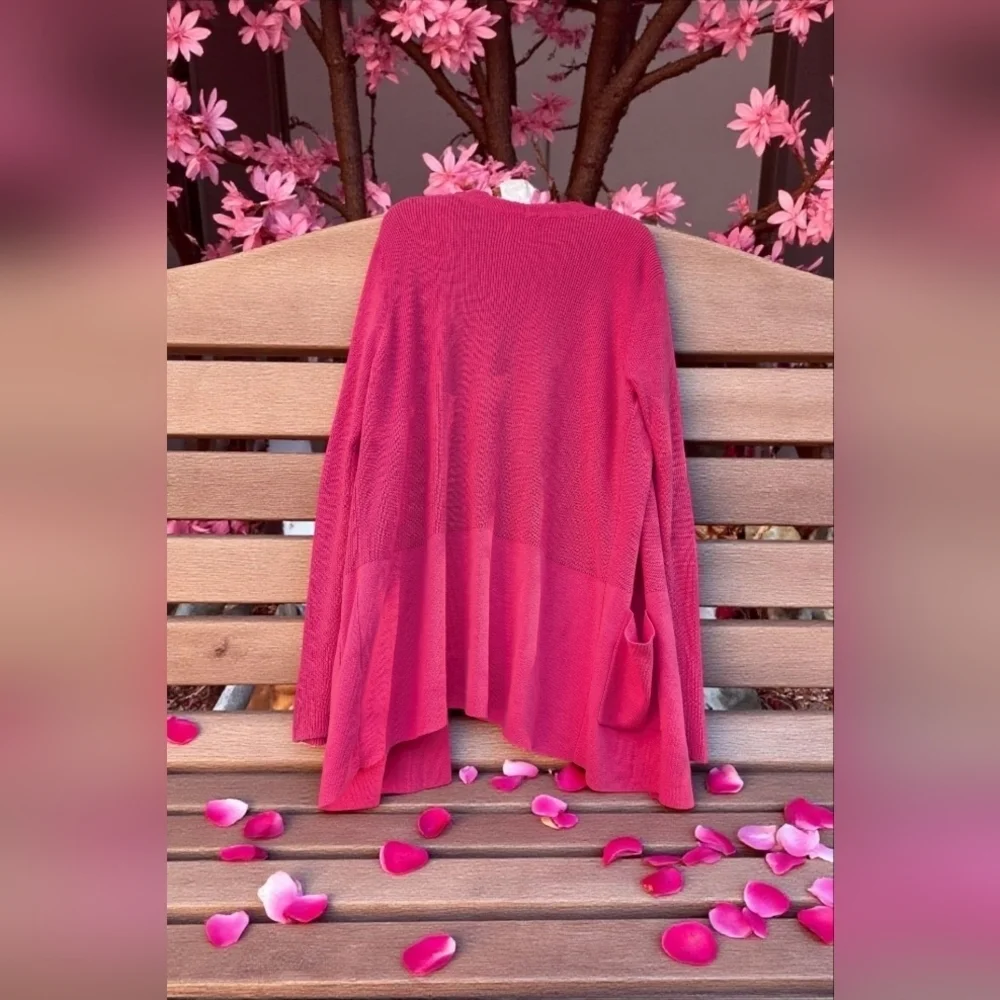 Croft & Barrow Classic Ribbed Open-Front CardiganColor: Canyon Pink, Size: L EUC